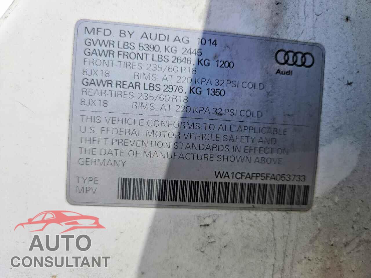 AUDI Q5 2015 - WA1CFAFP5FA053733