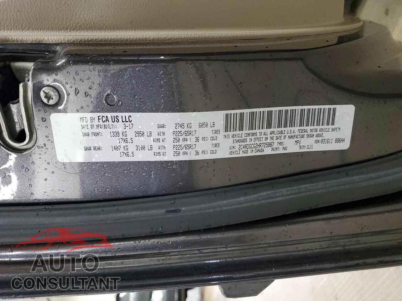 DODGE CARAVAN 2017 - 2C4RDGCG2HR725887