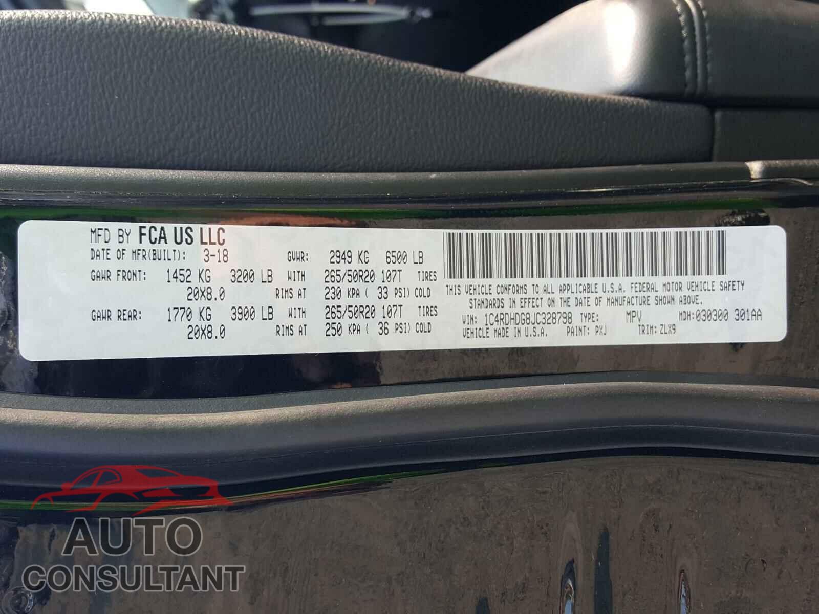 DODGE DURANGO 2018 - 1C4RDHDG8JC328798