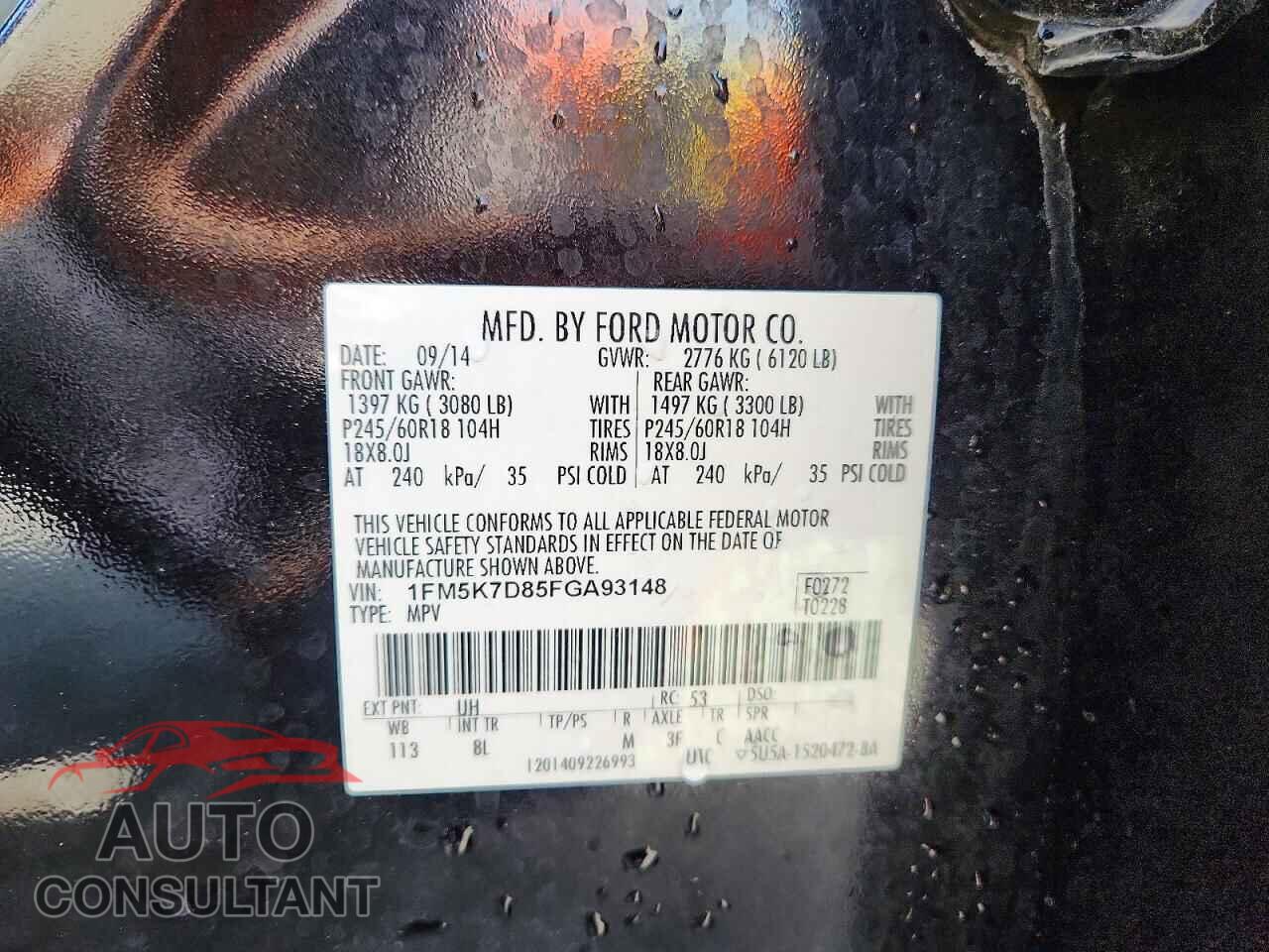 FORD EXPLORER 2015 - 1FM5K7D85FGA93148