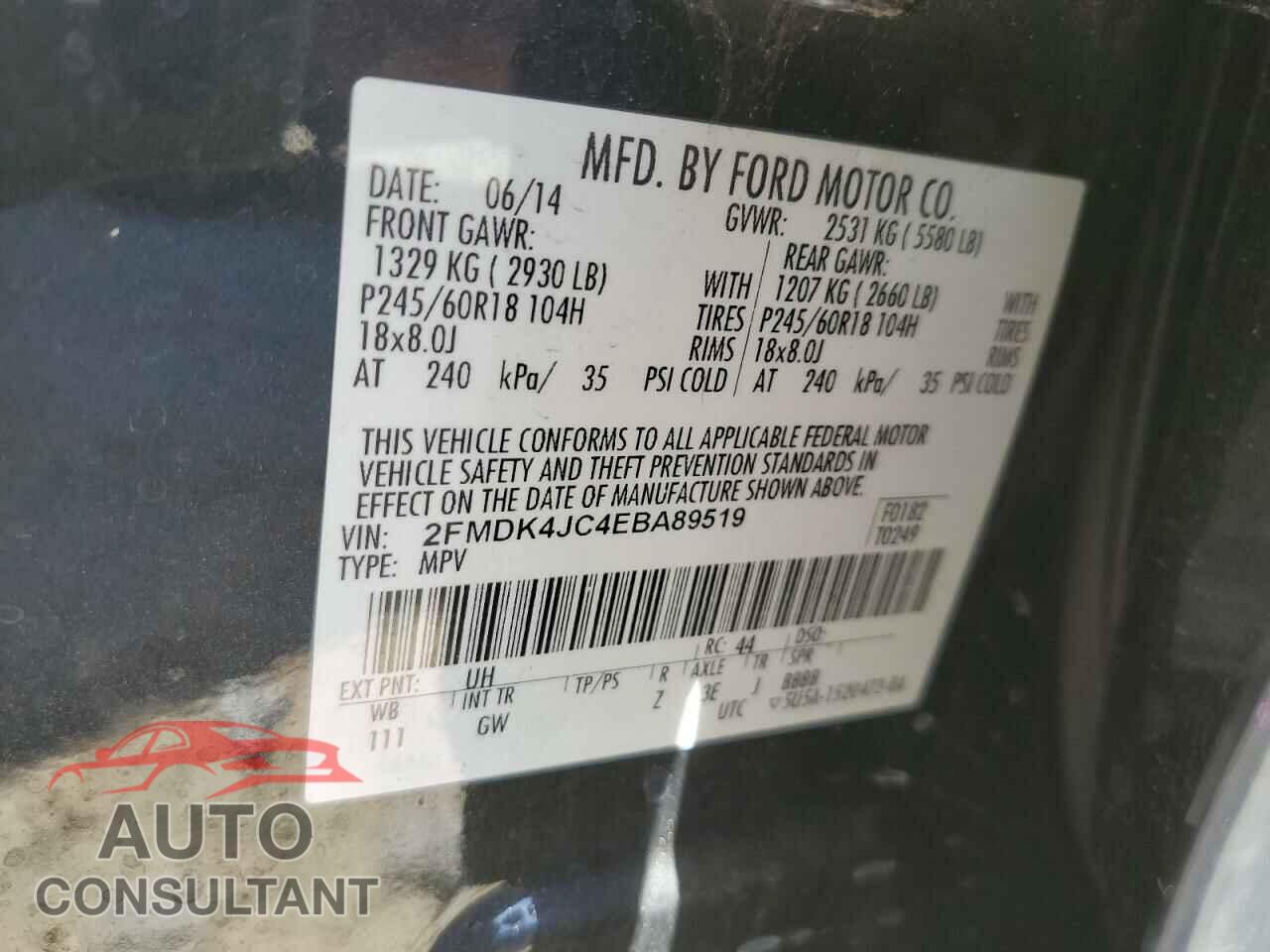 FORD EDGE 2014 - 2FMDK4JC4EBA89519