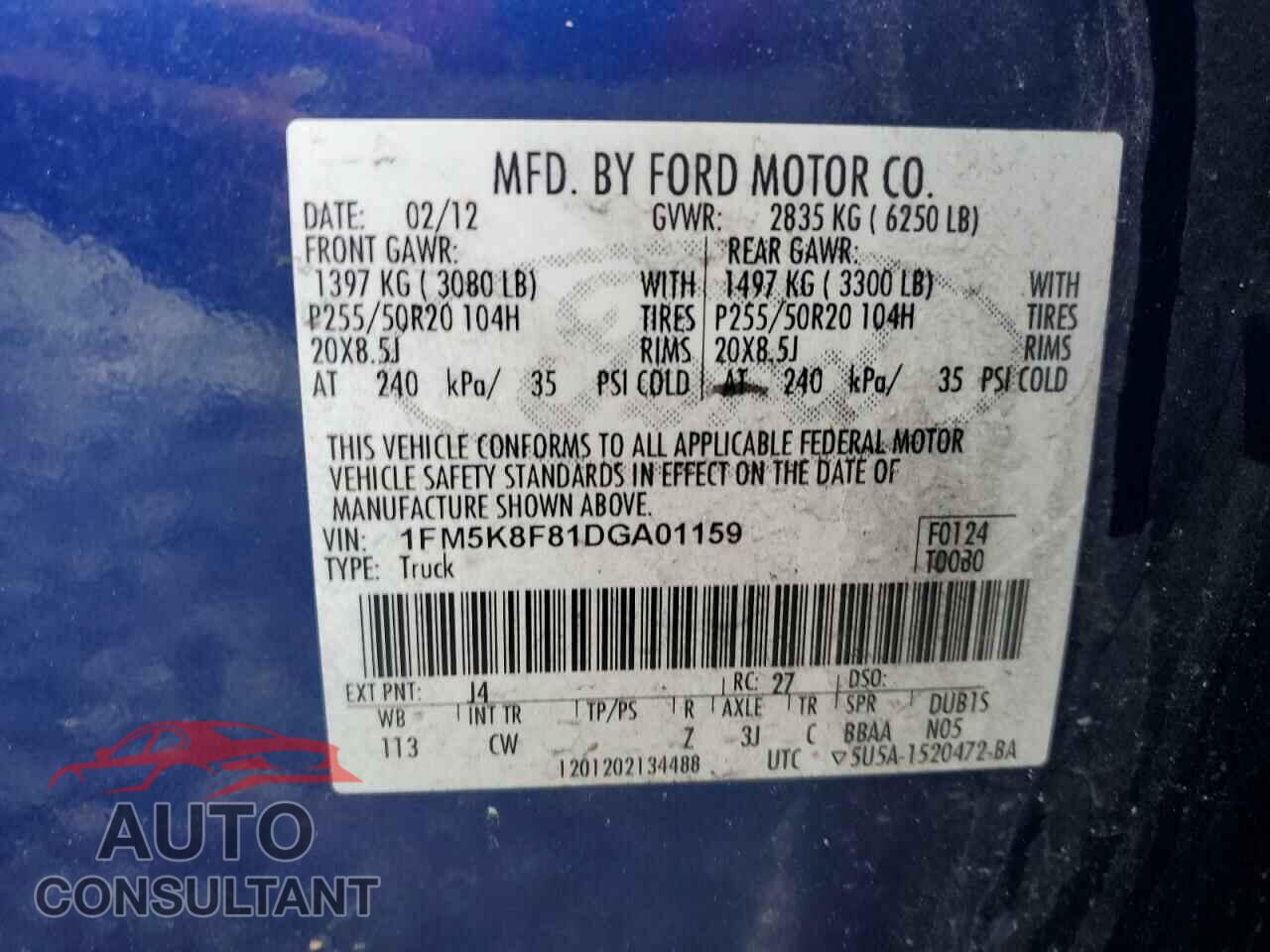 FORD EXPLORER 2013 - 1FM5K8F81DGA01159