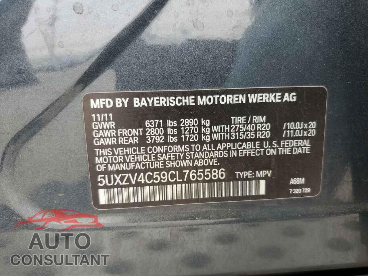 BMW X5 2012 - 5UXZV4C59CL765586