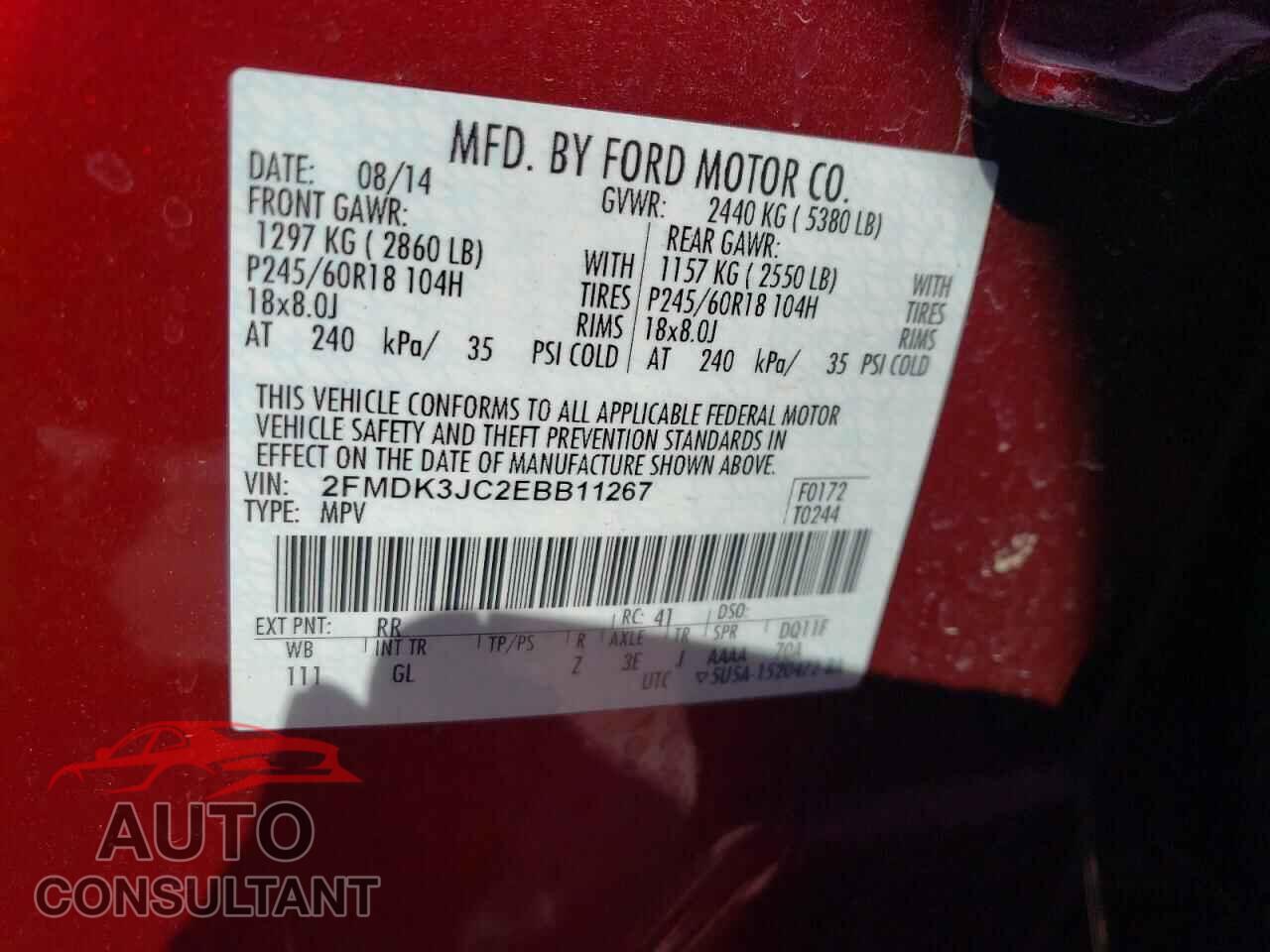 FORD EDGE 2014 - 2FMDK3JC2EBB11267