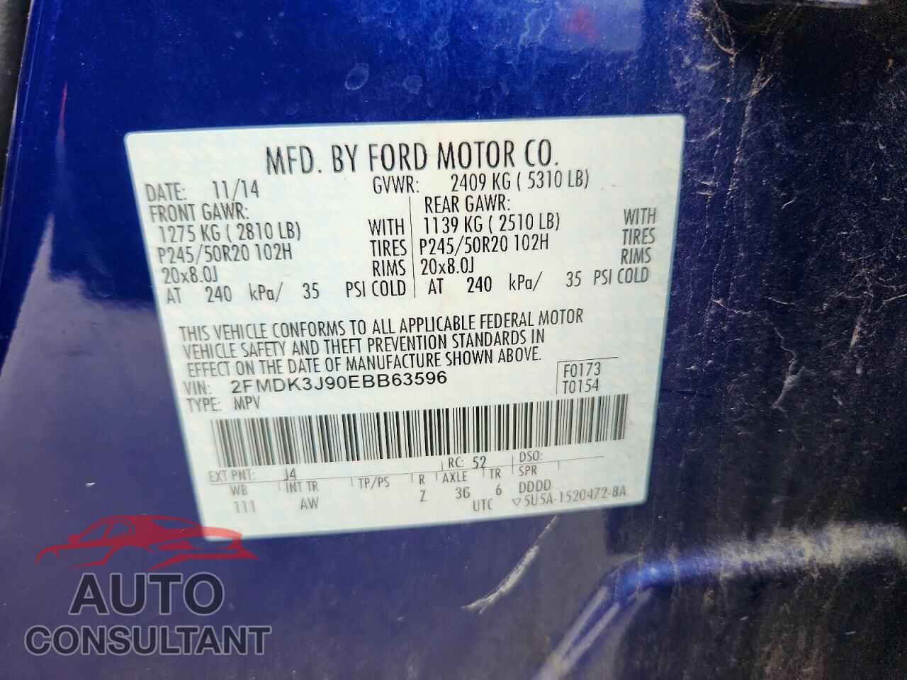 FORD EDGE 2014 - 2FMDK3J90EBB63596