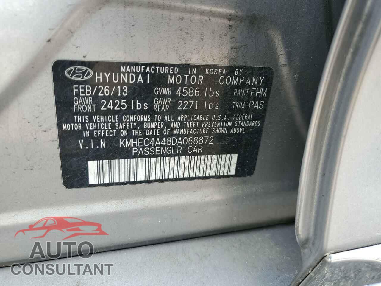 HYUNDAI SONATA 2013 - KMHEC4A48DA068872
