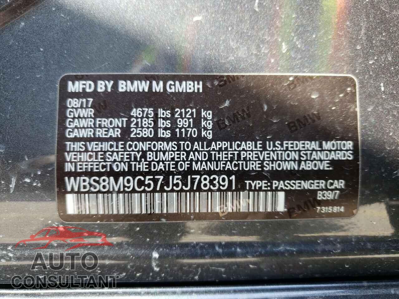 BMW M3 2018 - WBS8M9C57J5J78391