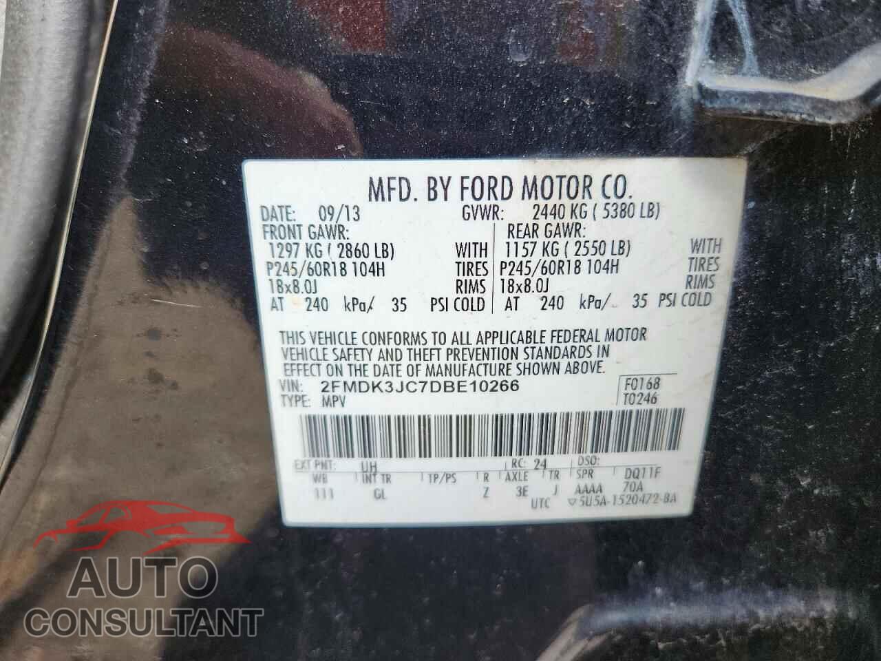 FORD EDGE 2013 - 2FMDK3JC7DBE10266