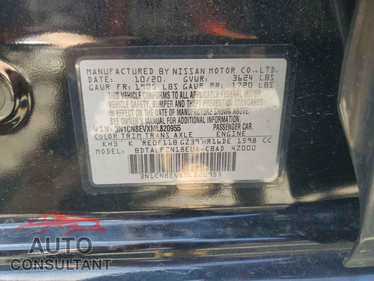 NISSAN VERSA 2021 - 3N1CN8EVXML820955