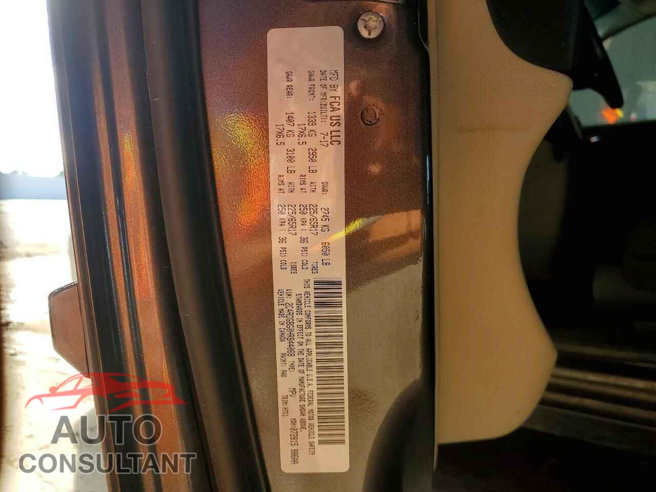 DODGE CARAVAN 2017 - 2C4RDGBG0HR844068