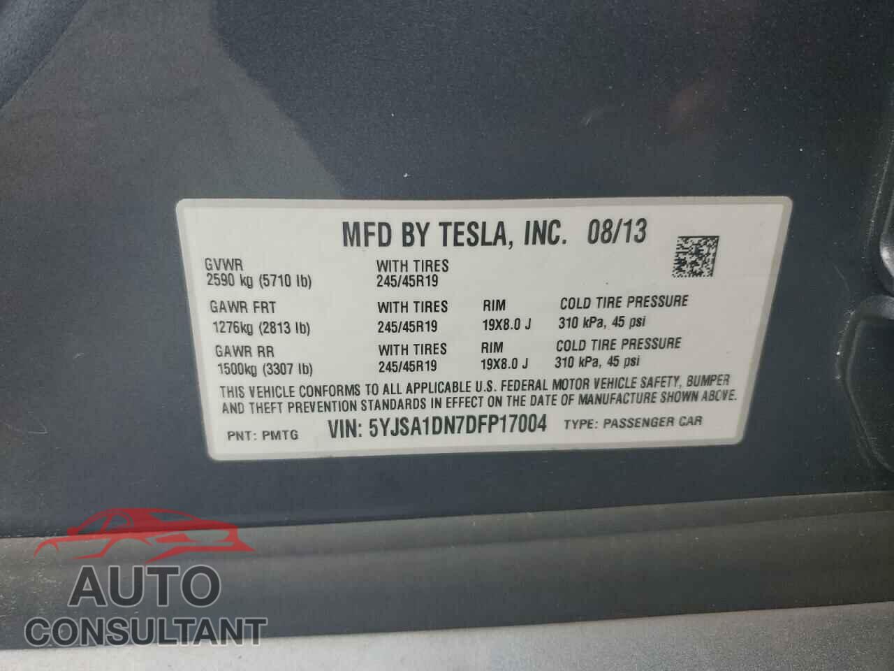 TESLA MODEL S 2013 - 5YJSA1DN7DFP17004