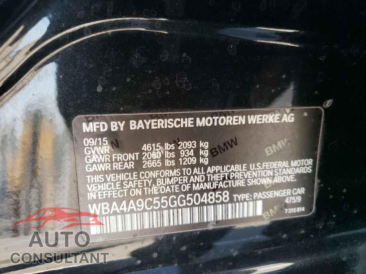 BMW 4 SERIES 2016 - WBA4A9C55GG504858