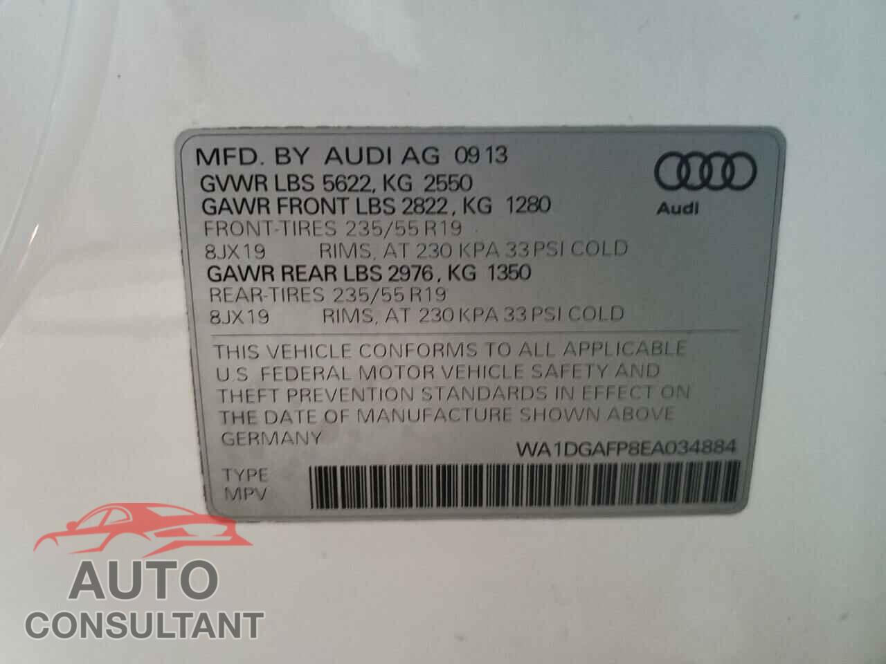 AUDI Q5 2014 - WA1DGAFP8EA034884