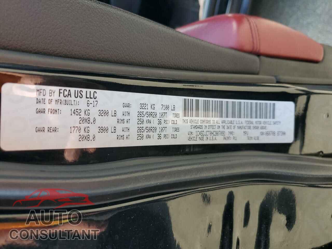 DODGE DURANGO 2017 - 1C4SDJCT0HC907091