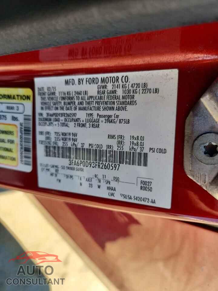 FORD FUSION 2015 - 3FA6P0D93FR260597