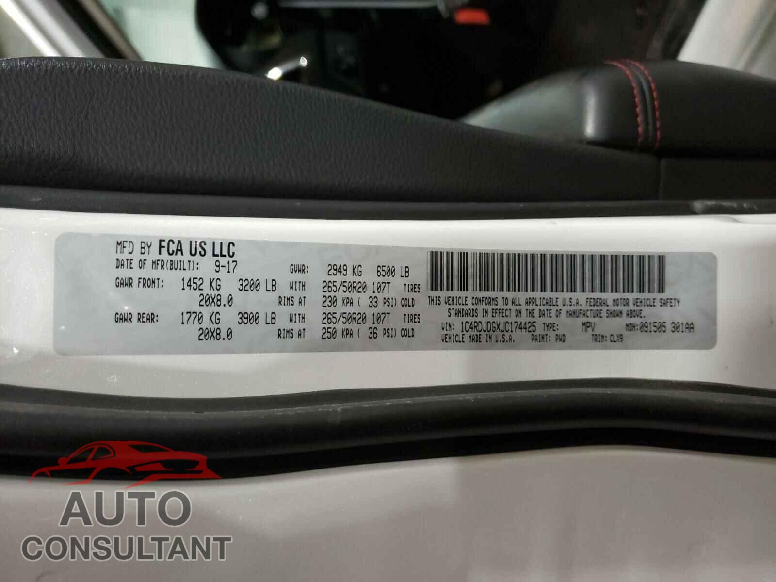 DODGE DURANGO 2018 - 1C4RDJDGXJC174425