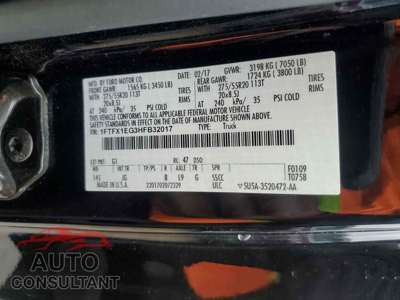 FORD F-150 2017 - 1FTFX1EG3HFB32017