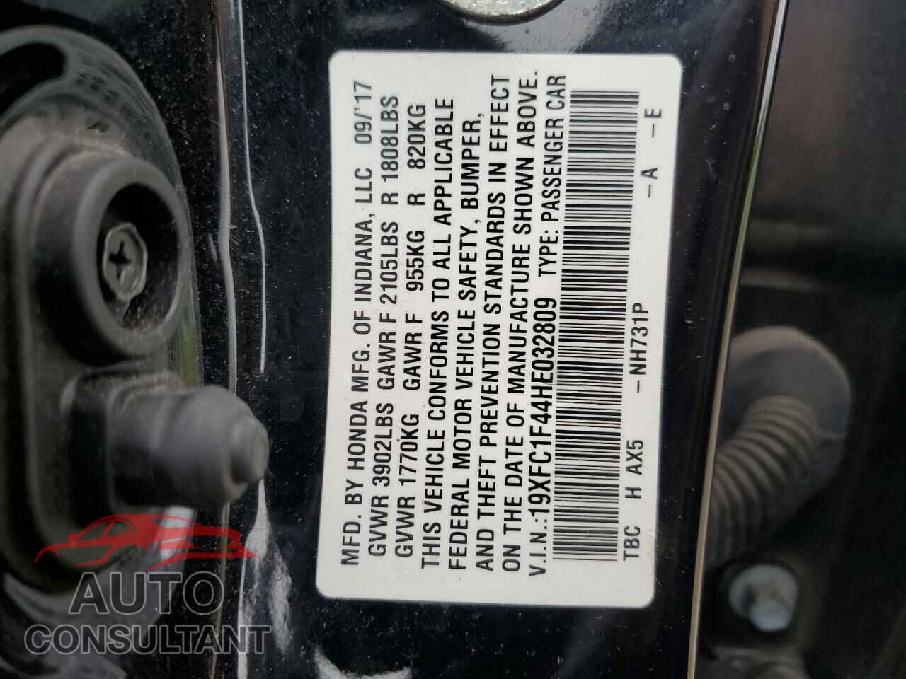 HONDA CIVIC 2017 - 19XFC1F44HE032809