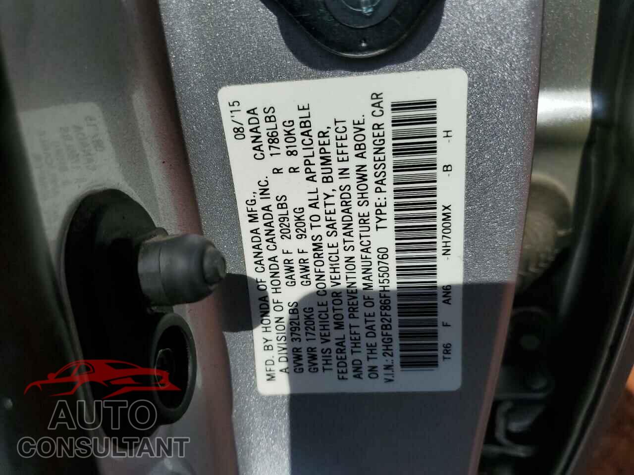 HONDA CIVIC 2015 - 2HGFB2F86FH550760