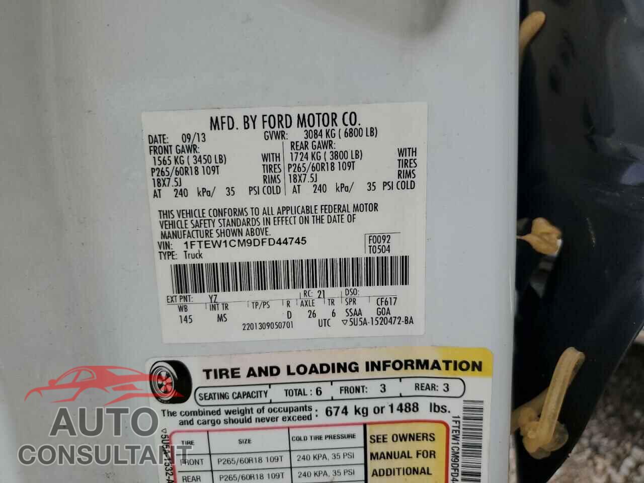 FORD F-150 2013 - 1FTEW1CM9DFD44745