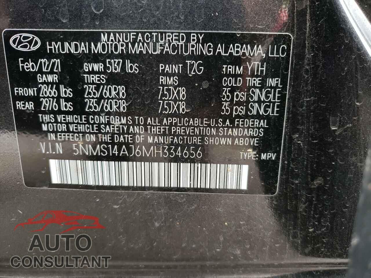 HYUNDAI SANTA FE 2021 - 5NMS14AJ6MH334656