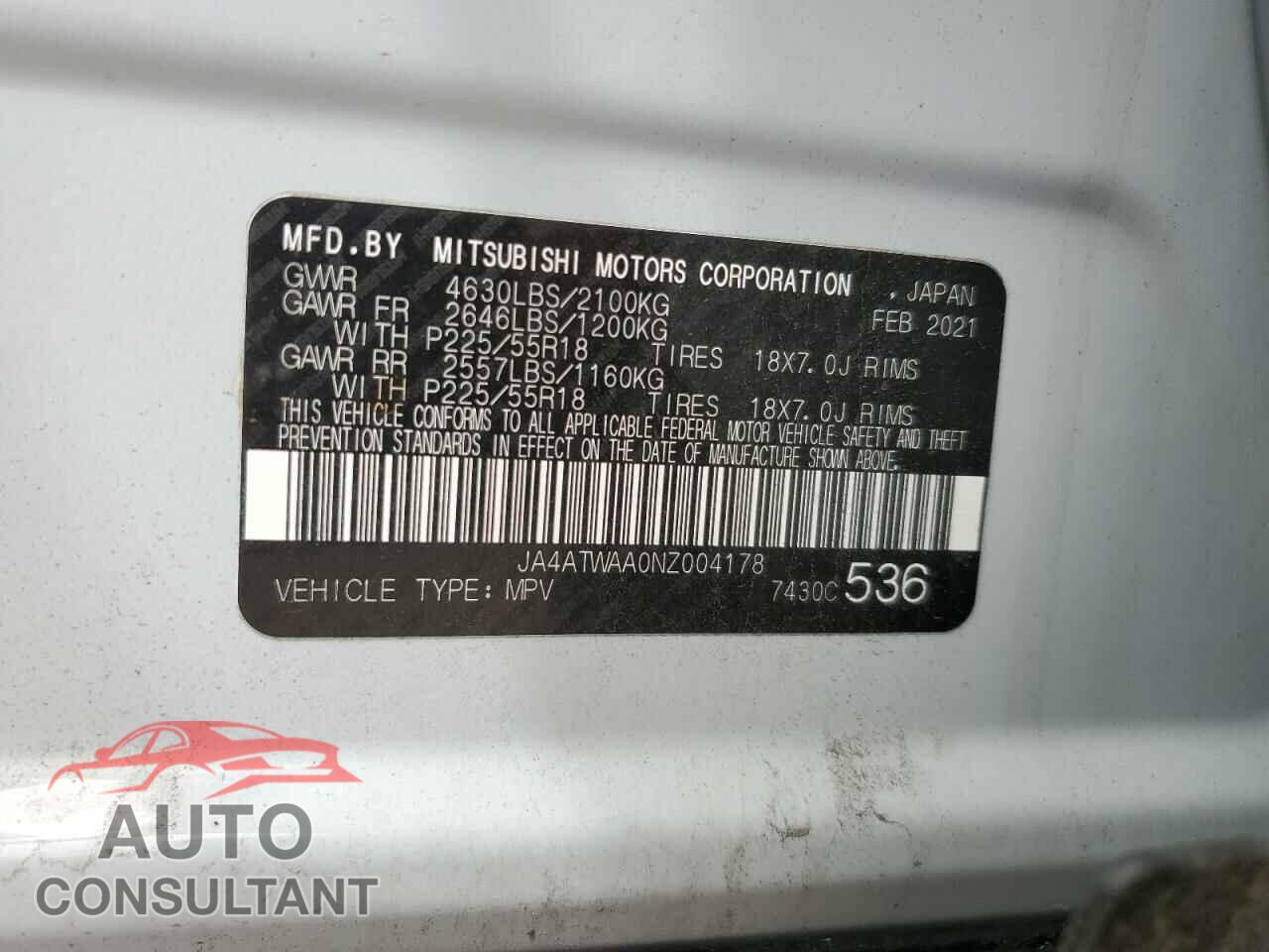 MITSUBISHI ECLIPSE 2022 - JA4ATWAA0NZ004178