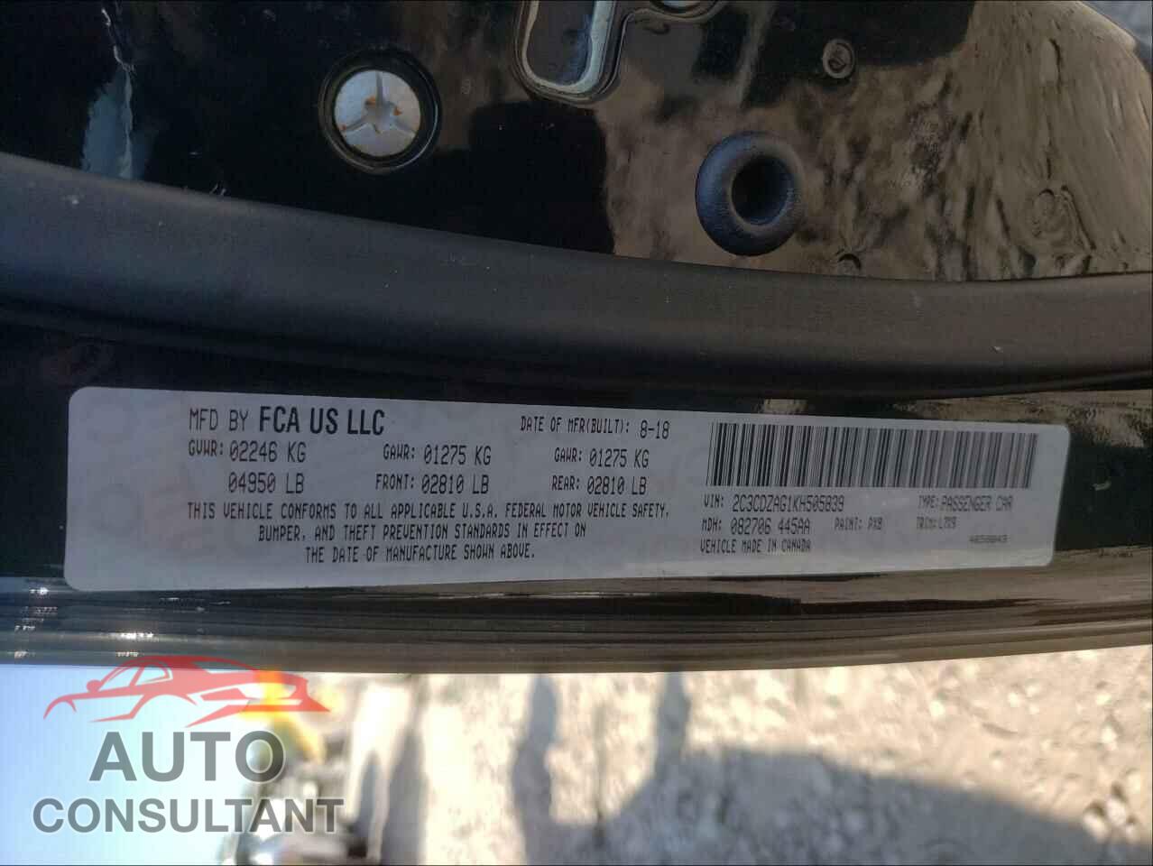 DODGE CHALLENGER 2019 - 2C3CDZAG1KH505839