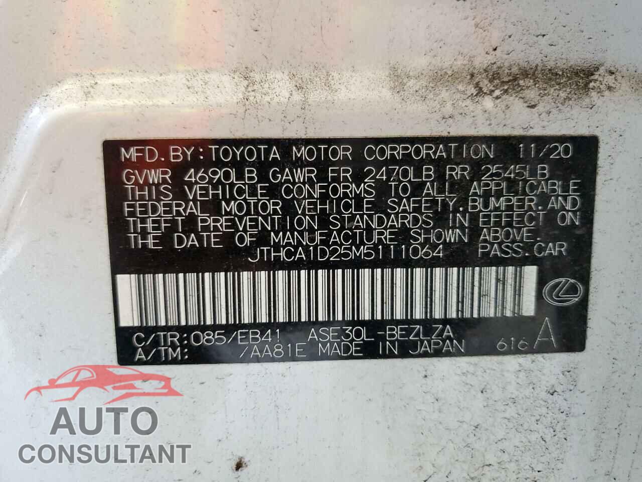 LEXUS IS 2021 - JTHCA1D25M5111064