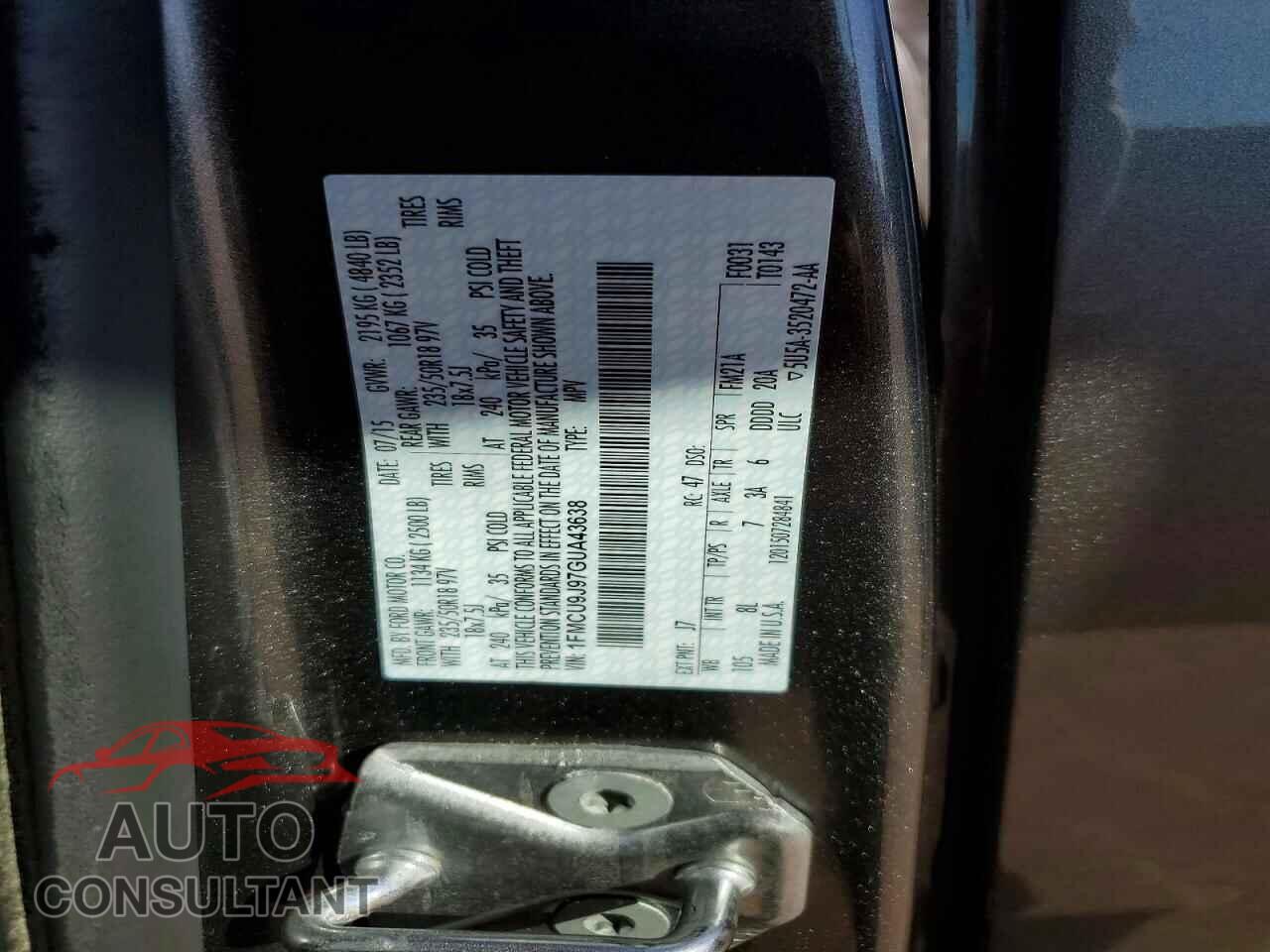 FORD ESCAPE 2016 - 1FMCU9J97GUA43638