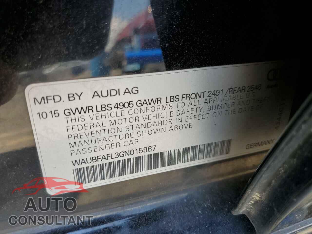 AUDI A4 2016 - WAUBFAFL3GN015987