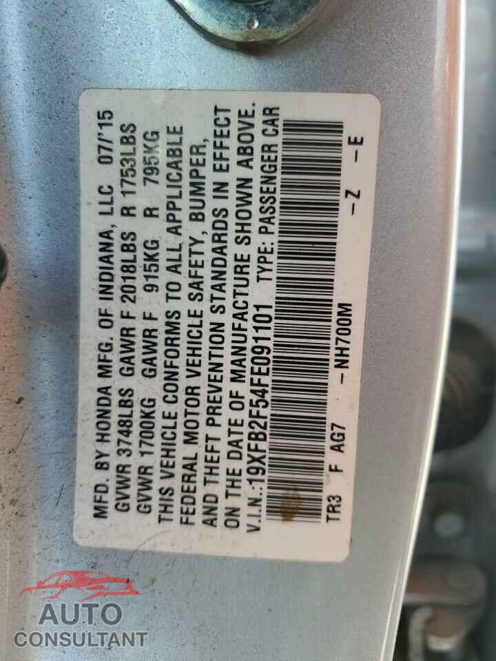 HONDA CIVIC 2015 - 19XFB2F54FE091101