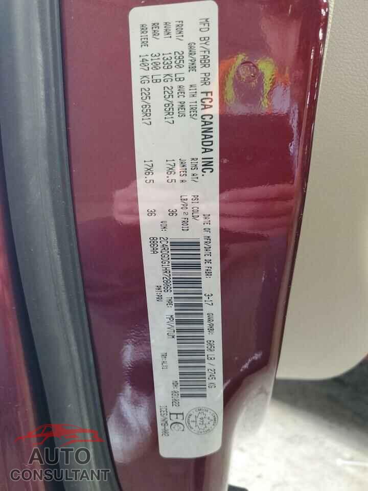 DODGE CARAVAN 2017 - 2C4RDGDG1HR728066