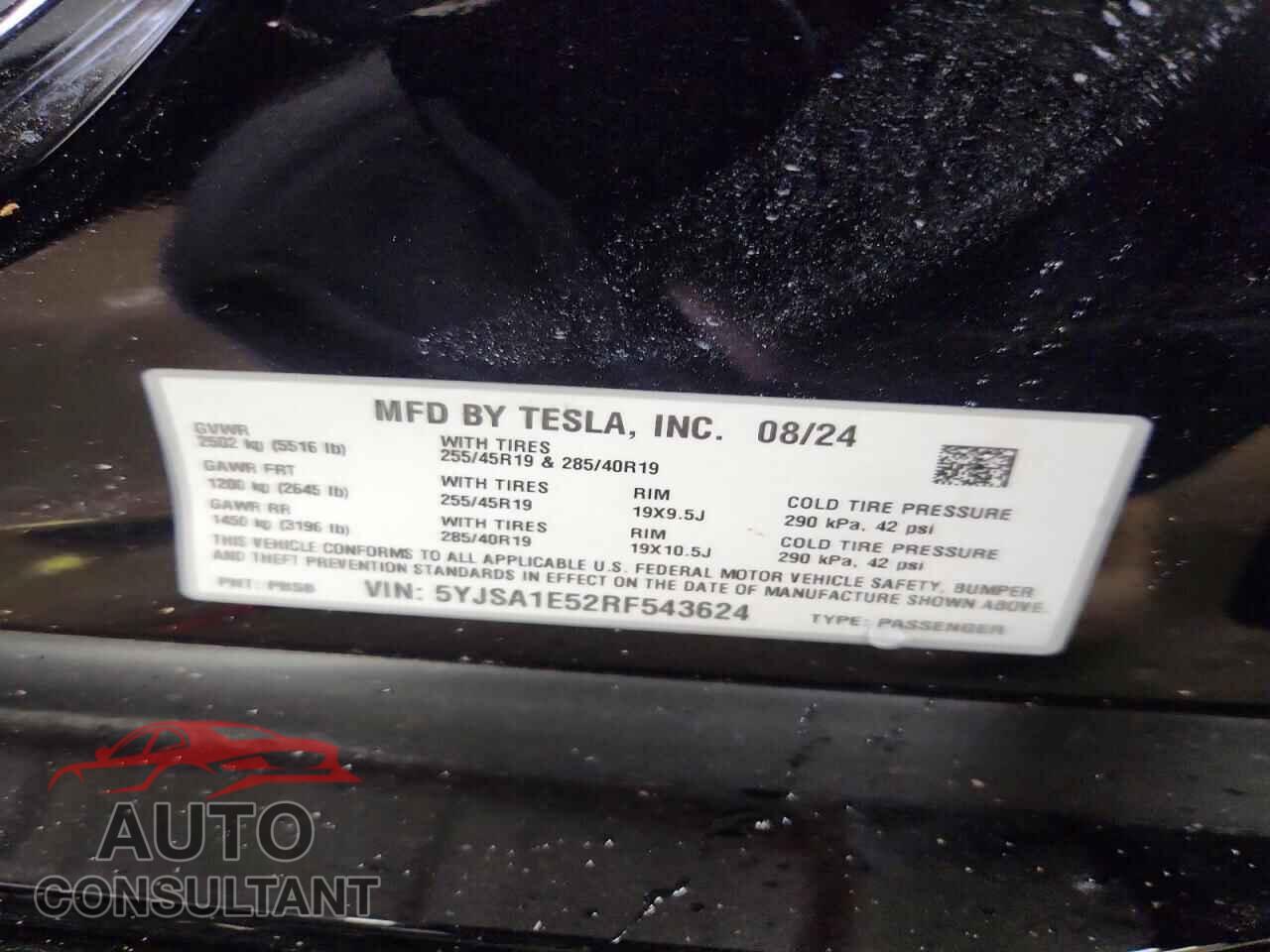 TESLA MODEL S 2024 - 5YJSA1E52RF543624