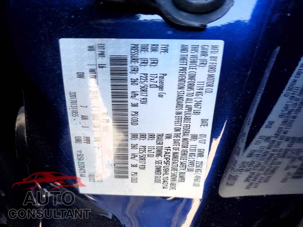 FORD CMAX 2017 - 1FADP5FU9HL104314