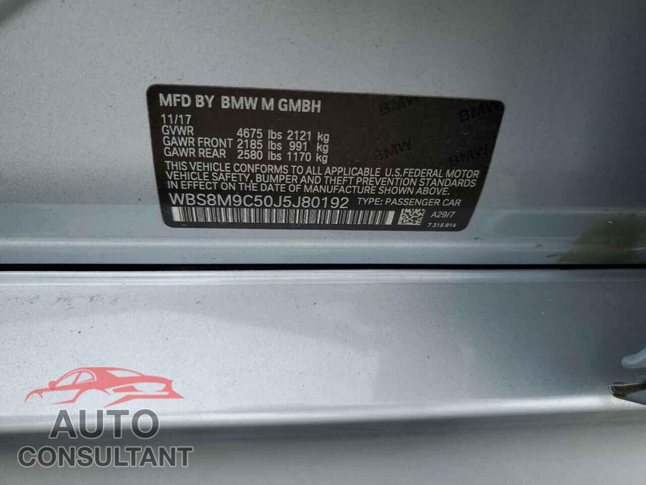 BMW M3 2018 - WBS8M9C50J5J80192