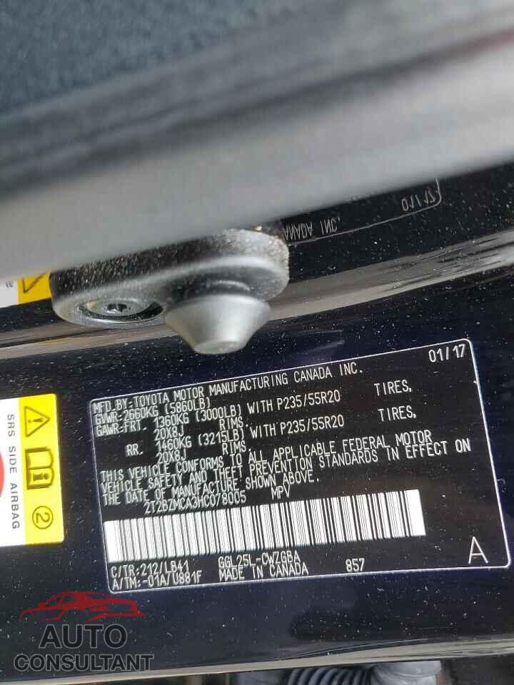 LEXUS RX350 2017 - 2T2BZMCA3HC078005