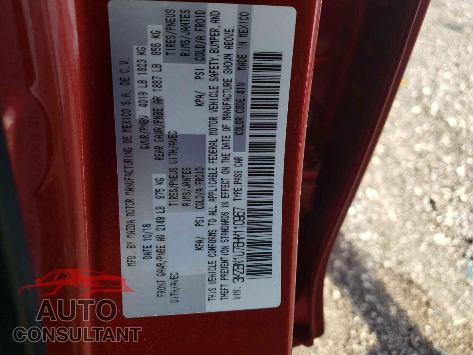 MAZDA 3 2017 - 3MZBN1U76HM110967