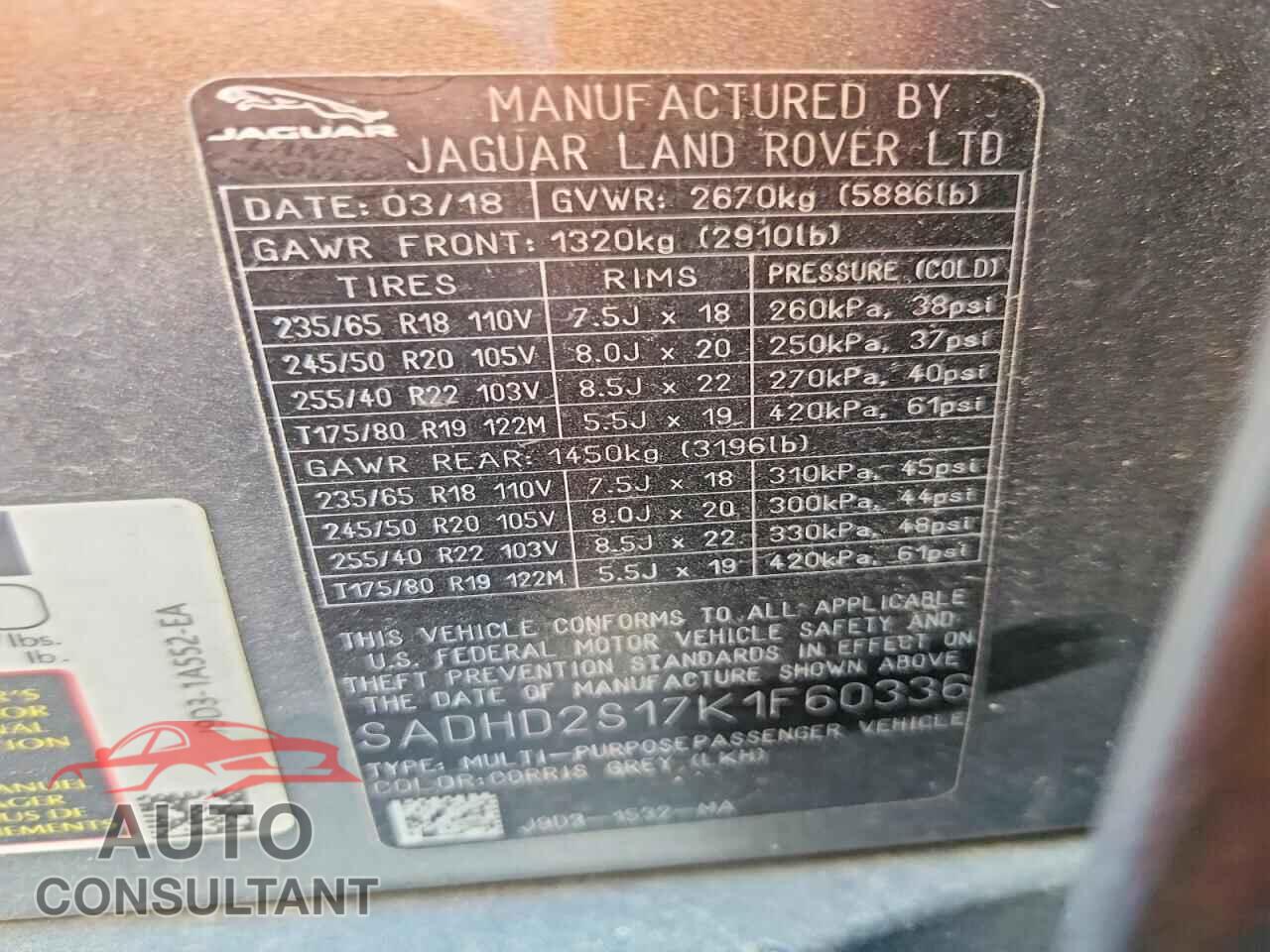 JAGUAR I-PACE 2019 - SADHD2S17K1F60336