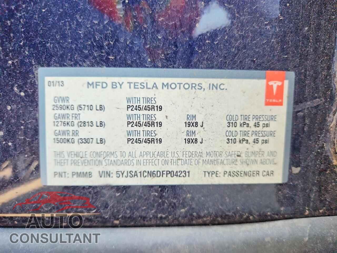 TESLA MODEL S 2013 - 5YJSA1CN6DFP04231