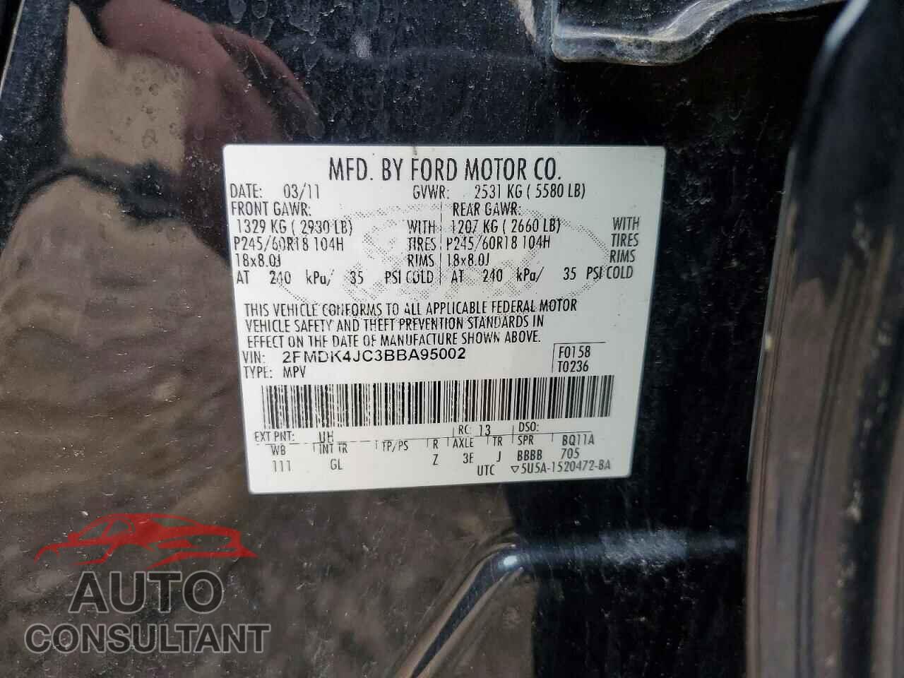FORD EDGE 2011 - 2FMDK4JC3BBA95002