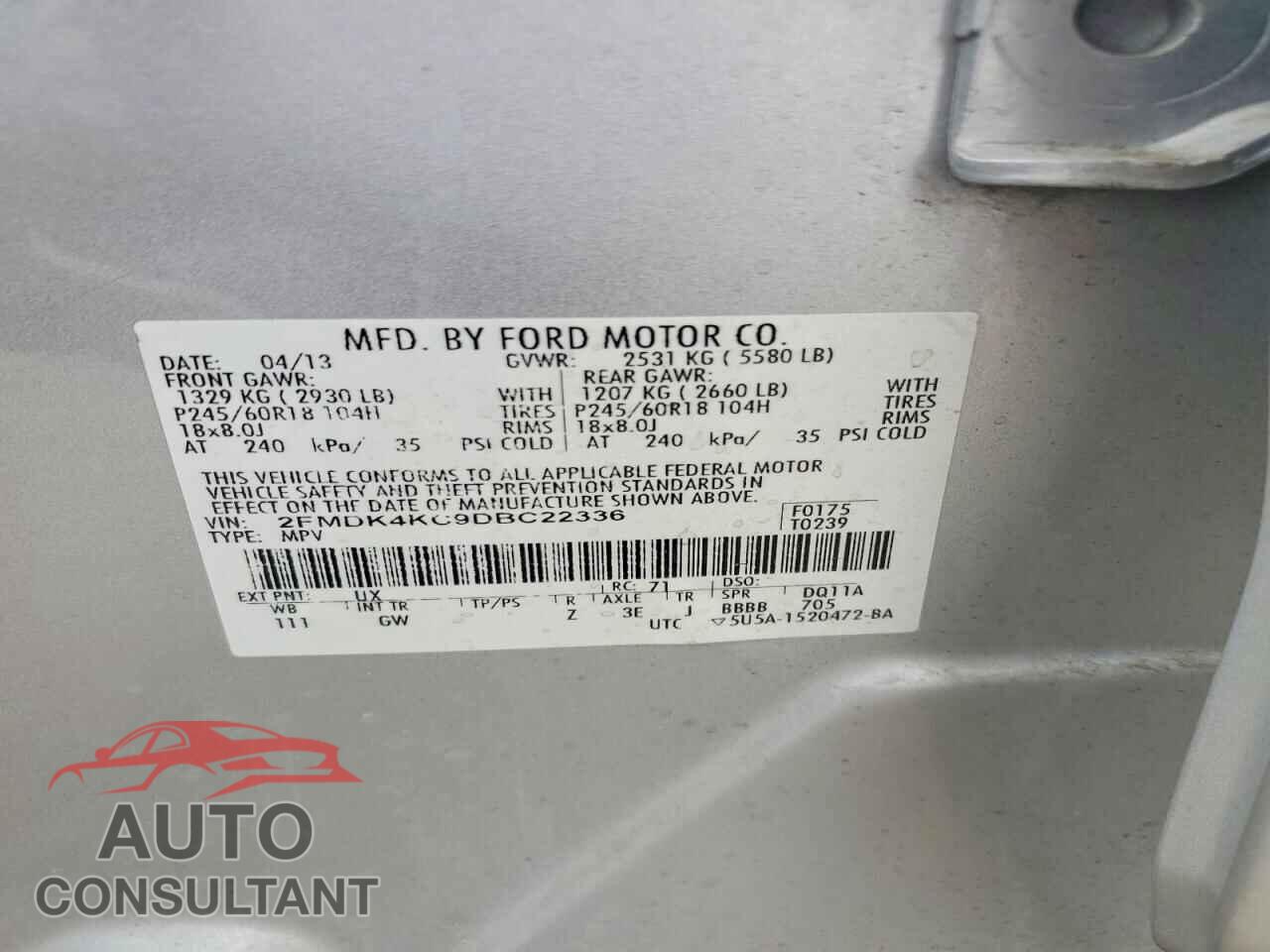 FORD EDGE 2013 - 2FMDK4KC9DBC22336