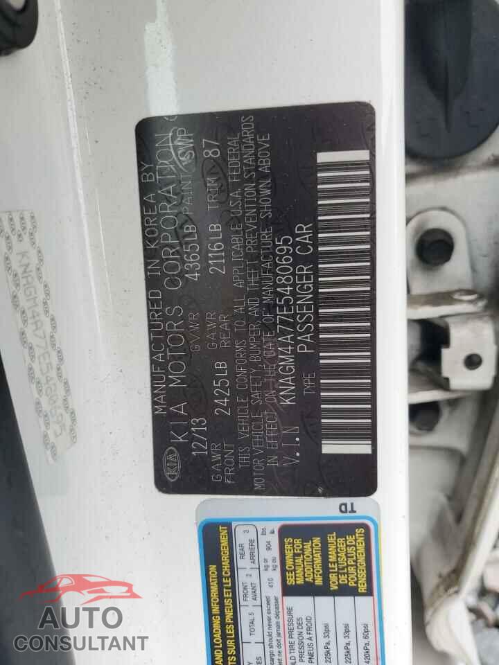 KIA OPTIMA 2014 - KNAGM4A77E5480695