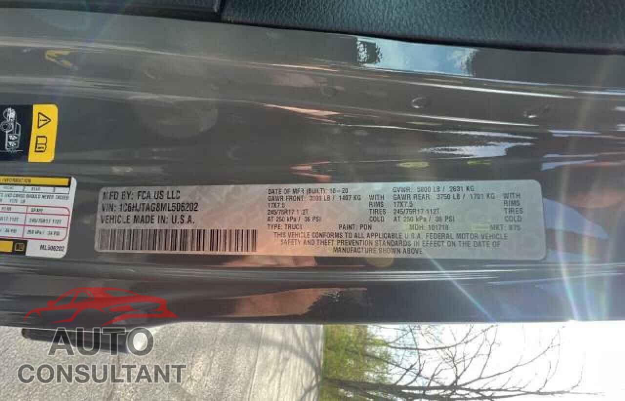 JEEP GLADIATOR 2021 - 1C6HJTAG8ML506202