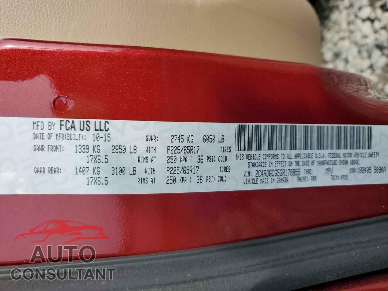 DODGE CARAVAN 2016 - 2C4RDGCG5GR178855