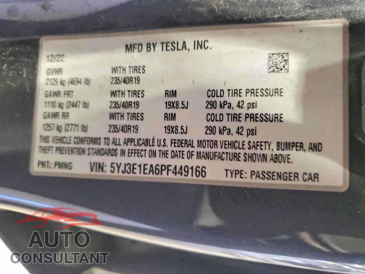 TESLA MODEL 3 2023 - 5YJ3E1EA6PF449166