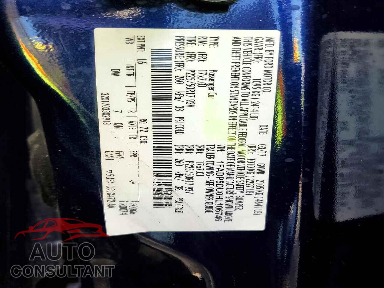 FORD CMAX 2017 - 1FADP5DU0HL106746