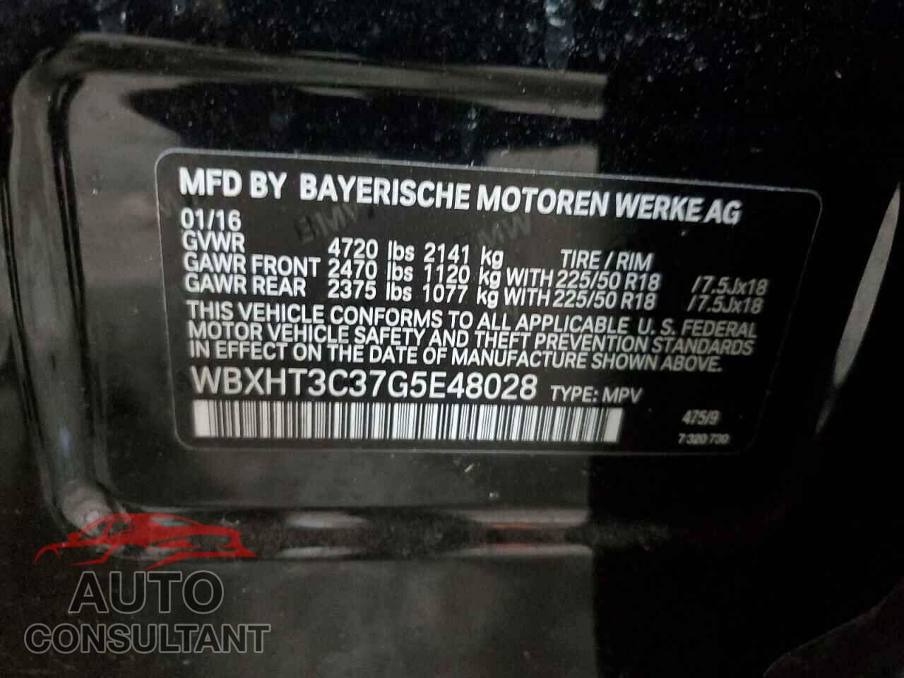 BMW X1 2016 - WBXHT3C37G5E48028