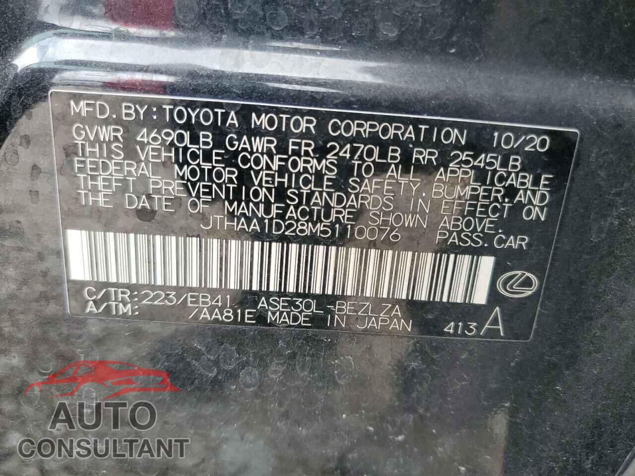 LEXUS IS 2021 - JTHAA1D28M5110076