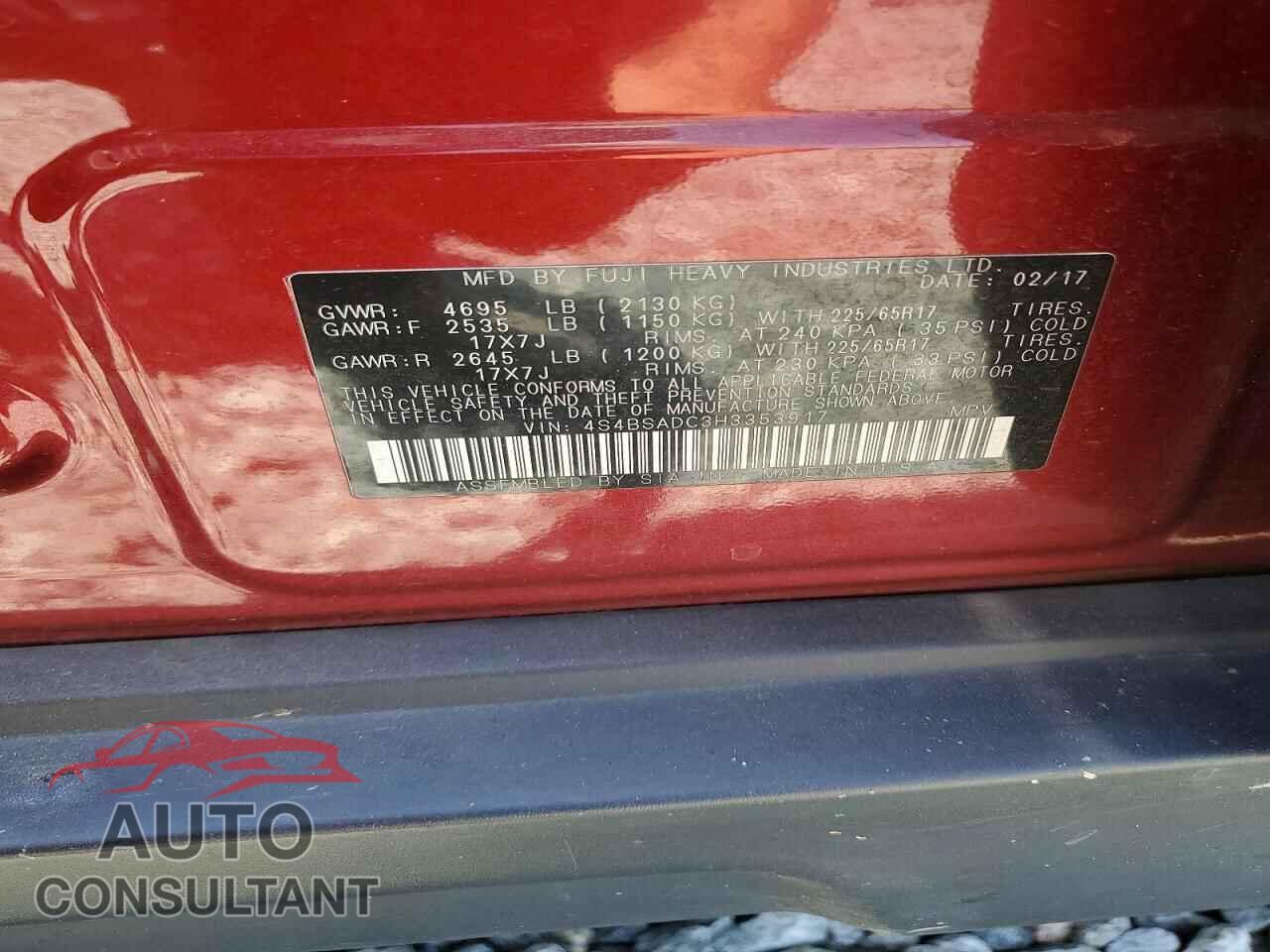 SUBARU OUTBACK 2017 - 4S4BSADC3H3353917