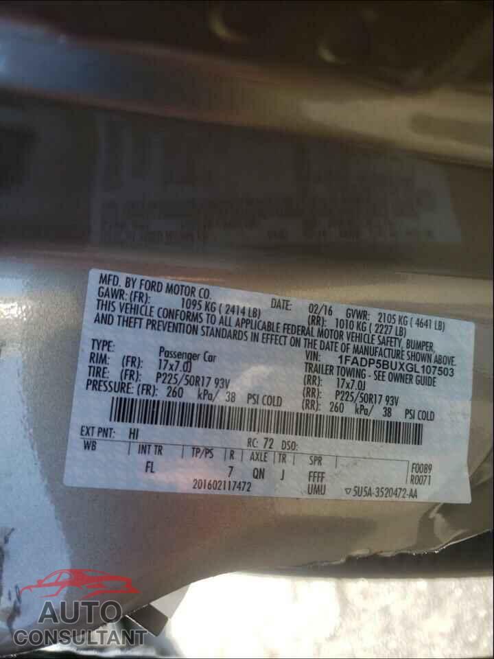 FORD CMAX 2016 - 1FADP5BUXGL107503